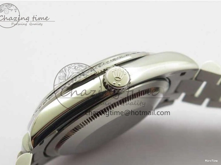 MiroTime 0309 SmoothTexture Day-Date 36mm 128239 SS Crystal BP Best Edition Black MOP Crystal Marker Dial on SS President Bracelet A 2681